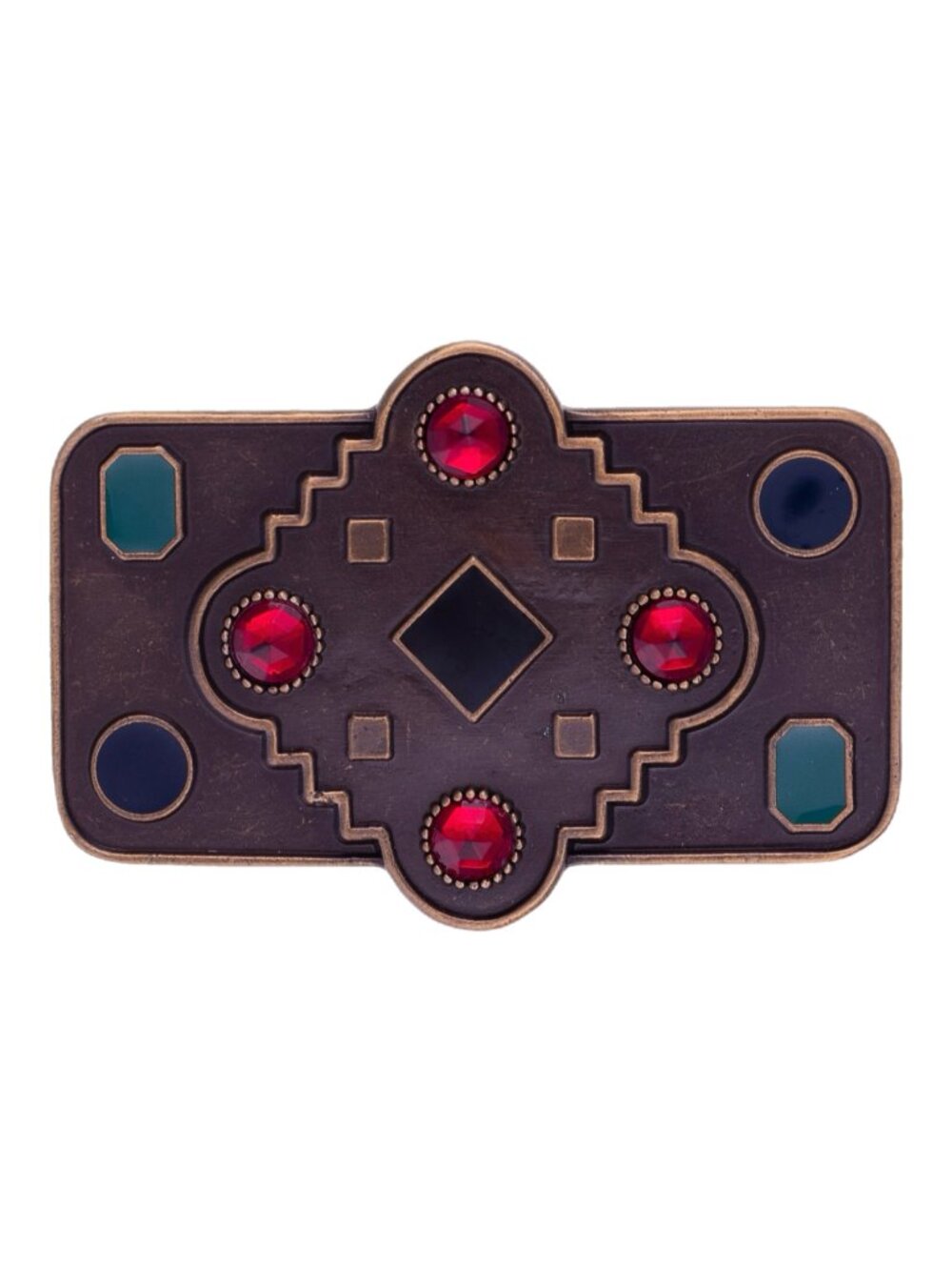 Vintage Ginnie Johansen Southwest Style Belt Buckle Red Blue NOS